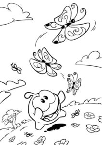 Раскраска Охота на бабочек - Приключения Ам Няма