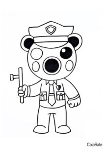 Roblox Piggy бесплатная раскраска - Охранник