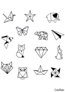 Оригами (Геометрические фигуры) бесплатная раскраска на печать