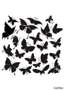 Трафареты бабочек бесплатный трафарет для вырезания - Орнамент из бабочек