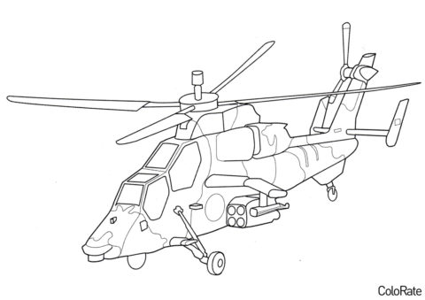 Бесплатная раскраска PAH-2 Eurocopter Tiger распечатать и скачать - Вертолеты