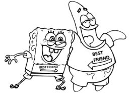 Патрик и Спанч - лучшие друзья - Губка Боб раскраска распечатать на А4