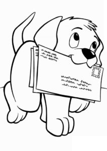 Собаки и щенки распечатать раскраску - Пёс-почтальон