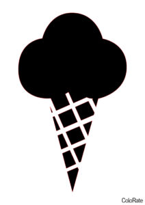 Бесплатный трафарет Пломбир в вафельном рожке - Трафареты мороженого