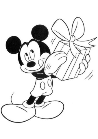 Раскраска Подарок для Микки Мауса распечатать и скачать - Микки Маус