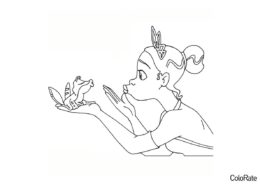 Принцесса целует лягушонка (Лягушки и лягушата) бесплатная раскраска на печать