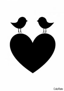 Трафареты сердец бесплатный трафарет распечатать на А4 - Птички на сердце
