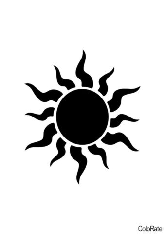 Трафарет для вырезания Пылающее солнце распечатать на А4 - Солнце