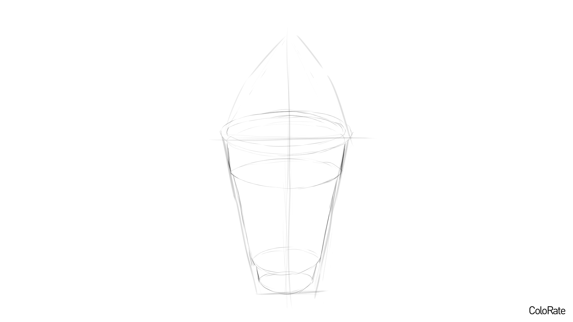Карандашный рисунок мороженого - шаг 2 - набросок стаканчика