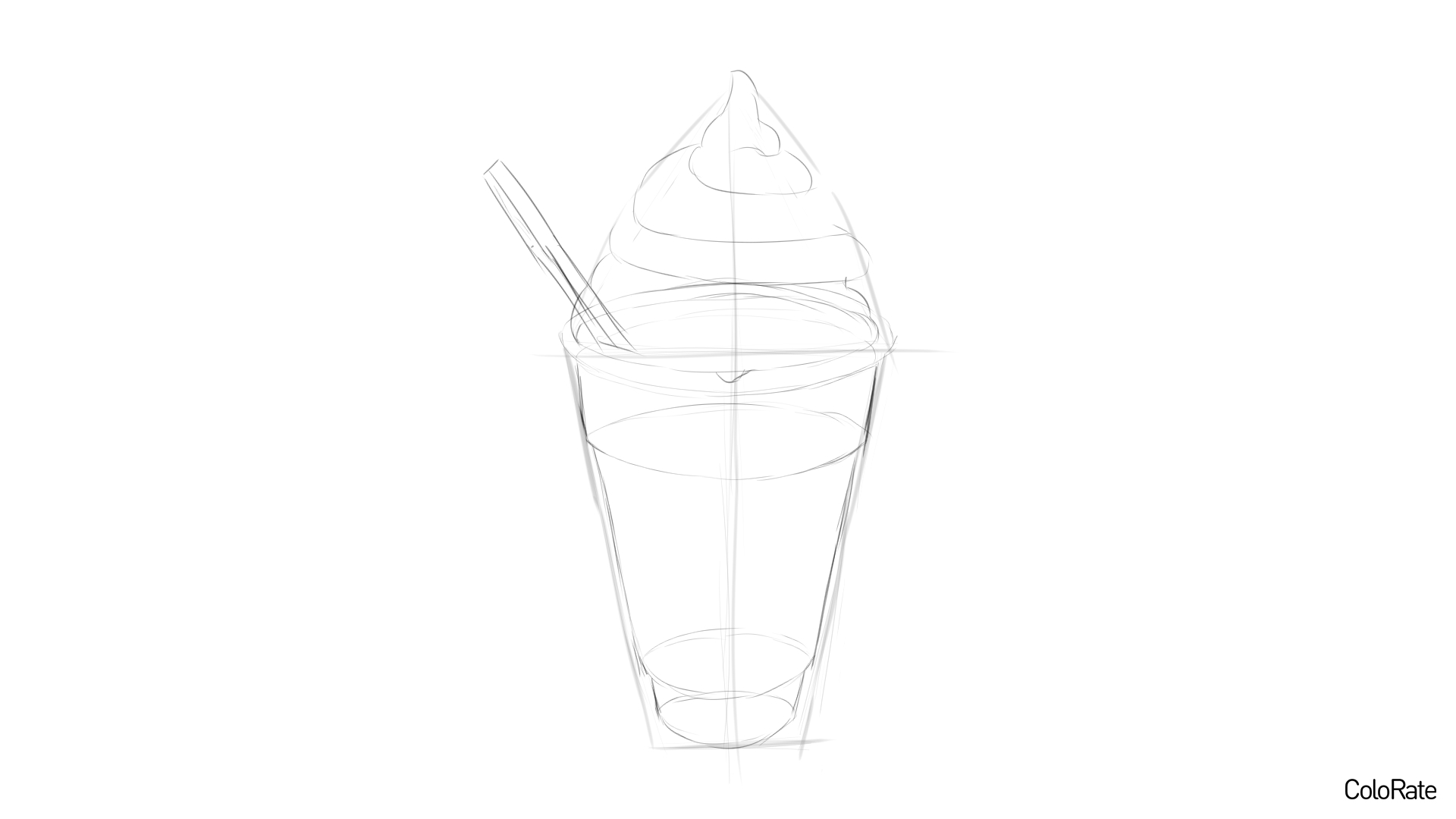 Карандашный рисунок мороженого - шаг 3 - набросок стаканчика с мороженым