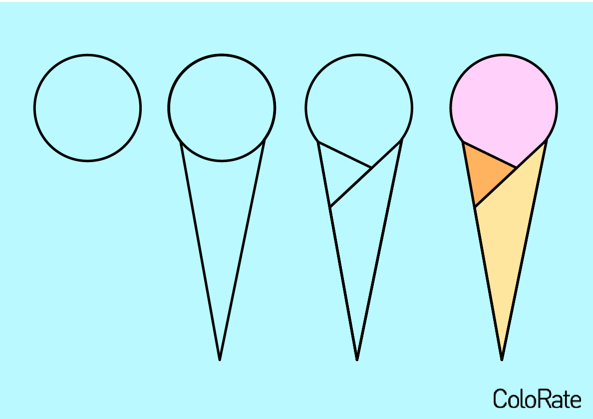 Как нарисовать мороженое в вафельном стаканчике с ребенком