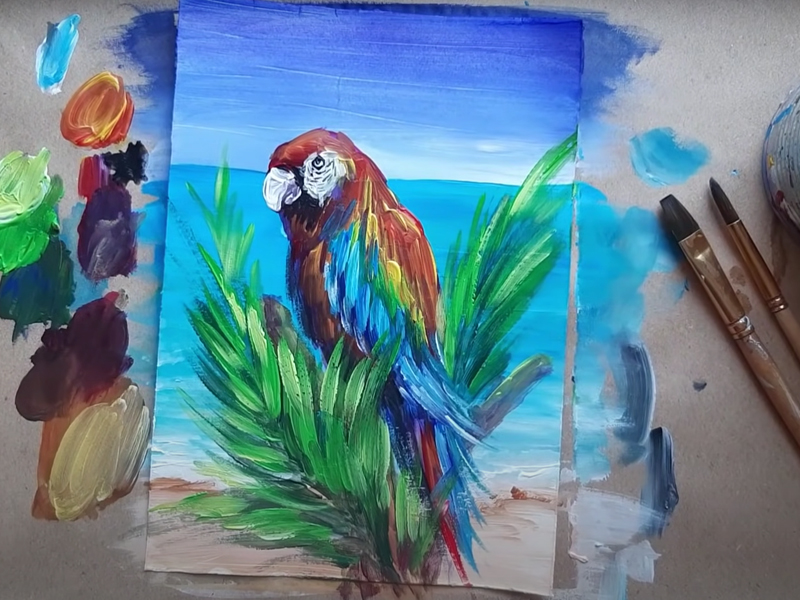 Яркий рисунок попугая