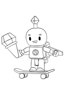 Робот на скейтборде (Роблокс) раскраска для печати и загрузки