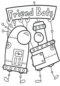 Роботы-друзья раскраска распечатать бесплатно на А4 - Роботы