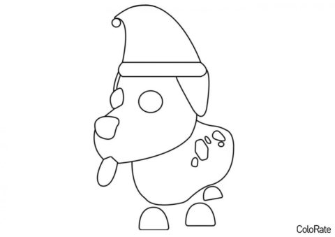 Рождественская собачка (Roblox Adopt Me!) разукрашка для печати на А4
