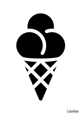 Рожок с тремя шариками (Трафареты мороженого) трафарет для печати на А4 и вырезания