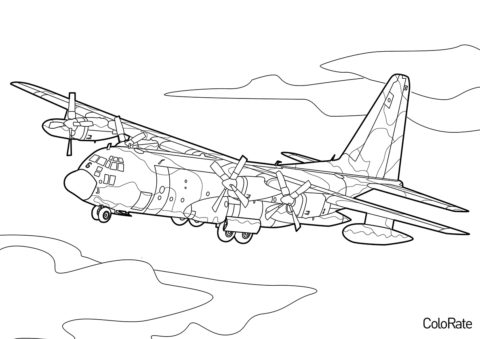 Бесплатная раскраска Самолет ИЛ 76 распечатать на А4 и скачать - Военные