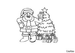 Санта Клаус под ёлкой - Дед Мороз и Санта Клаус бесплатная раскраска