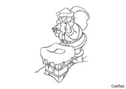 Санта разносит подарки (Дед Мороз и Санта Клаус) бесплатная раскраска на печать