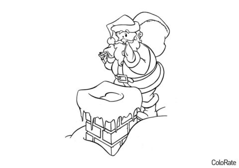 Санта разносит подарки (Дед Мороз и Санта Клаус) бесплатная раскраска на печать