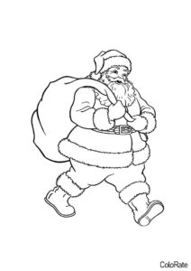 Санта спешит к детям (Дед Мороз и Санта Клаус) разукрашка для печати на А4