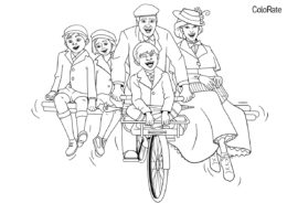 Велосипеды распечатать раскраску на А4 - Семейная поездка