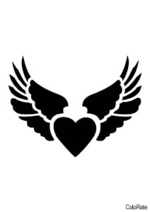 Трафарет для вырезания Сердце с крыльями - Трафареты сердец