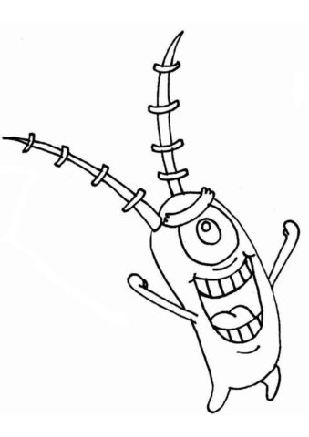 Губка Боб бесплатная разукрашка - Шелдон Планктон
