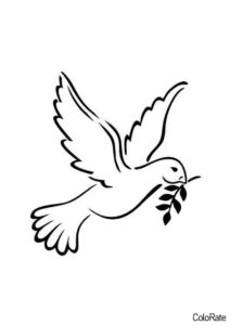 Символ мира и веточка (Трафареты голубя) бесплатный трафарет
