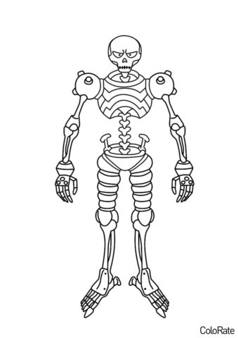 Скелет из мультфильма раскраска распечатать на А4 - Зак Шторм