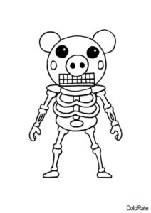 Бесплатная разукрашка для печати и скачивания Скелет Piggy - Roblox Piggy