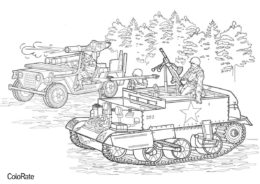 Солдаты в лесу - Военные распечатать раскраску на А4