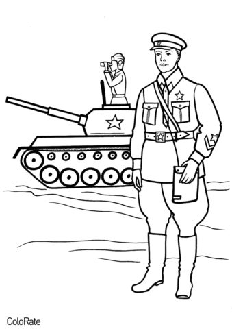 Бесплатная раскраска Советские военные распечатать и скачать - Военные