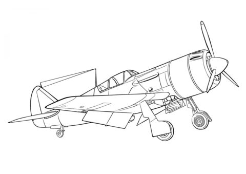 Советский истребитель Ла-9 (Самолеты) бесплатная раскраска