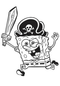 Губка Боб бесплатная раскраска - Спанч Боб в костюме пирата