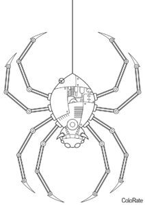 Стимпанк паук распечатать разукрашку бесплатно - Пауки