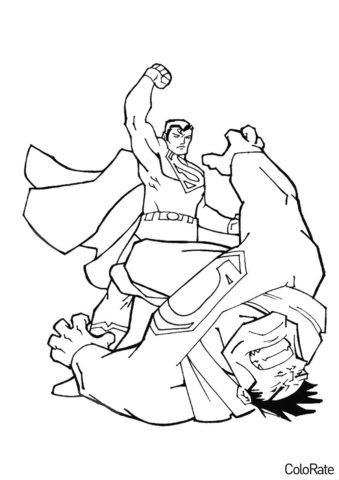 Раскраска Супермен побеждает великана распечатать на А4 - Супермен