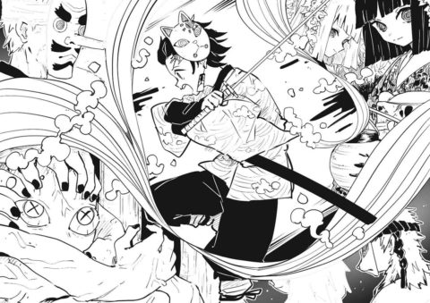 Бесплатная раскраска Танджиро и охотники против демона - Раскраски из аниме «Клинок, рассекающий демонов»