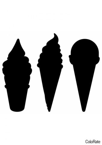 Три мороженого (Трафареты мороженого) распечатать трафарет