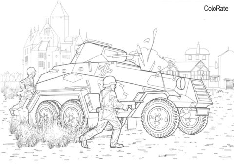 Тяжёлый бронеавтомобиль Sd. KFZ 231 - Военные бесплатная раскраска