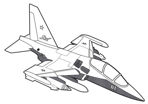 Учебно-боевой самолет Як-130 раскраска распечатать на А4 - Самолеты