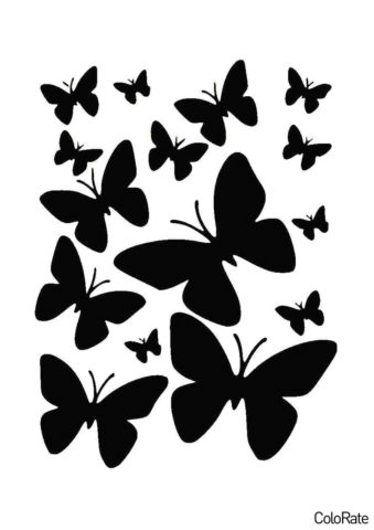 Трафарет Узор из нескольких бабочек распечатать на А4 - Трафареты бабочек