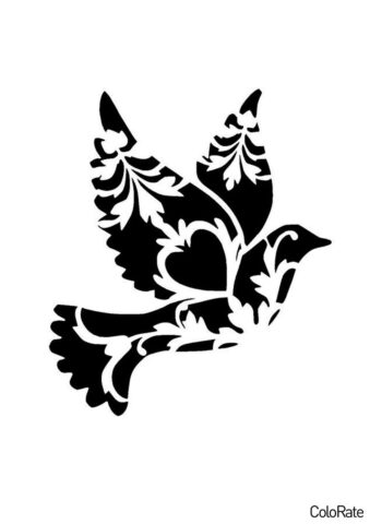 Узорчатый голубь (Трафареты голубя) бесплатный трафарет на печать