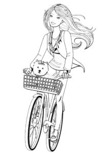 Велопрогулка с питомцем (Барби) распечатать разукрашку