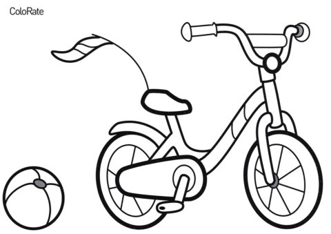 Велосипед и мячик раскраска распечатать бесплатно на А4 - Велосипеды