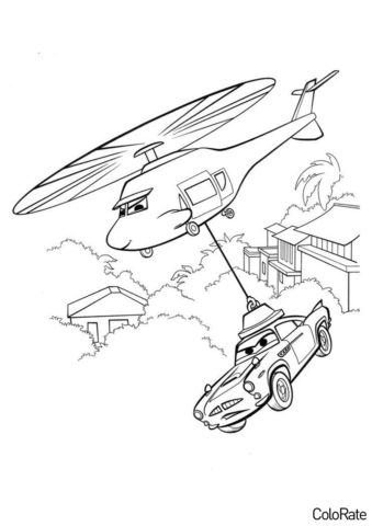 Вертолет из мультфильма Тачки - Вертолеты распечатать раскраску на А4