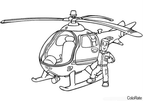 Раскраска Вертолет с пилотом распечатать на А4 и скачать - Вертолеты