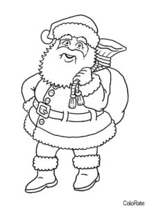 Разукрашка Веселый Дед Мороз распечатать на А4 и скачать - Дед Мороз и Санта Клаус