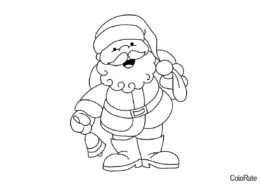 Веселый Санта (Дед Мороз и Санта Клаус) раскраска для печати и загрузки