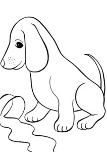 Виноватый щенок и разлитое молоко (Собаки и щенки) распечатать раскраску